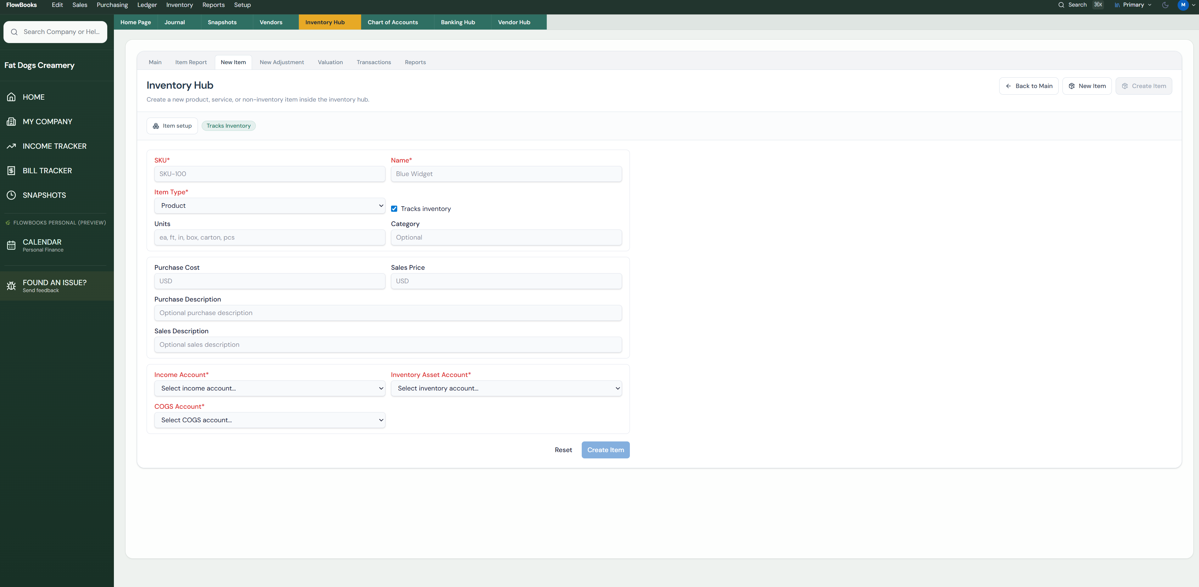 FlowBooks sales invoice and transaction workflow